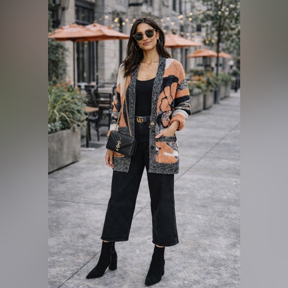 LAST CHANCE Free People August Orchid Orange Oversize Cardigan - Picture 2 of 8